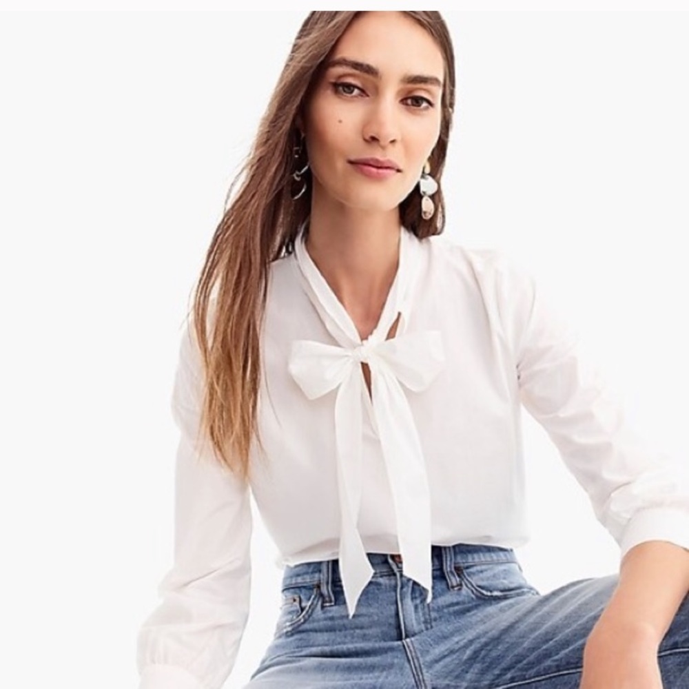 J -Crew Cotton Tie-Neck Top NWT